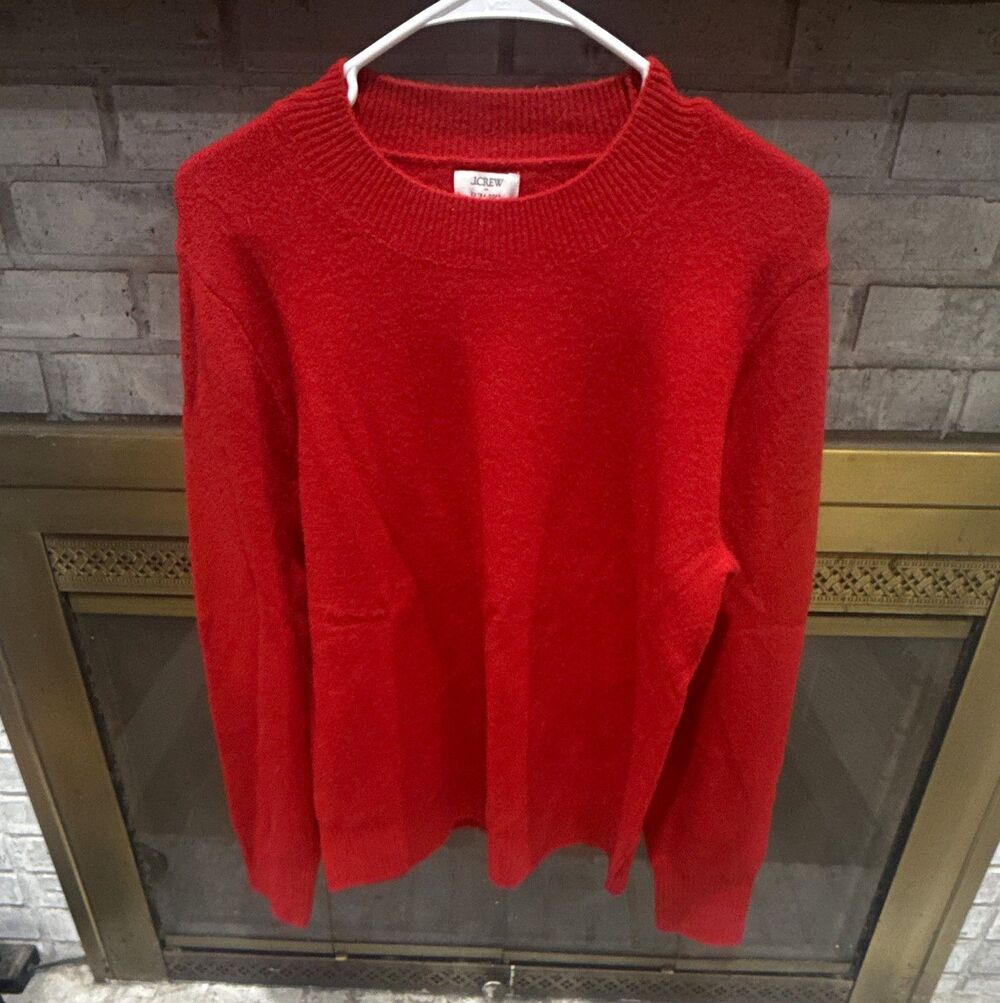 J.CREW Women's Red Crewneck Pullover Knit Sweater Long Sleeve Size M